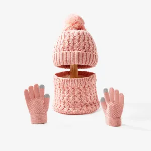 Baby/toddler winter warm and cold-proof three-piece set, knitted woolen hat, neck scarf and gloves #1170407