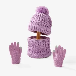 Baby/toddler winter warm and cold-proof three-piece set, knitted woolen hat, neck scarf and gloves #1170408