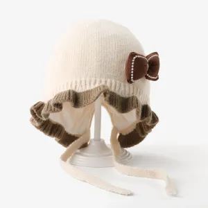 Babyâs cute princess knitted hat with bow #1210762