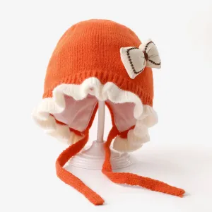 Babyâs cute princess knitted hat with bow