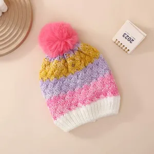 Color block knitted fashionable and warm woolen hat  for Toddler/kids #1166292