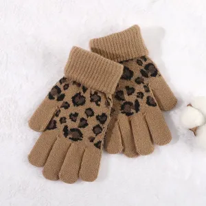 Toddler/kids Classic Leopard-print knitted gloves