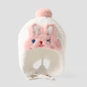 Toddler Sweet and lovely ear -protective plush rabbit hat #1211223