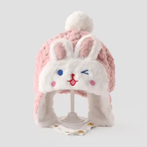 Toddler Sweet and lovely ear -protective plush rabbit hat #1211224