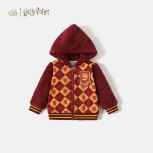 Harry Potter Toddler Boy Fuzzy Hooded Long-sleeve Badge Decor Graphic Zipper Jacket #1083032