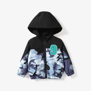 Toddler Boy Camouflage Digital Pattern Hooded Jacket #1078235