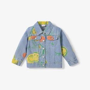 Toddler Boy/Girl Fashionable  Graffiti  Lapel Denim Jacket #1164460