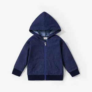 Toddler Boy/Girl Solid Color Hooded Denim Jacket #1091639