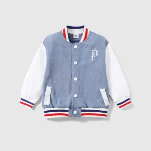 Toddler Boy Trendy Braided Letter Colorblock Denim Jacket #1192914