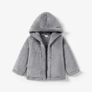 Toddler Girl/Boy Basic Solid Color Polar Fleece Hooded Coat #1026113