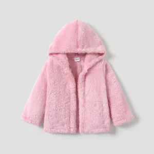 Toddler Girl/Boy Basic Solid Color Polar Fleece Hooded Coat #994177