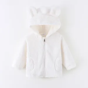 Toddler Girl/Boy Ear Design Zipper Fuzzy Jacket Coat #1025954