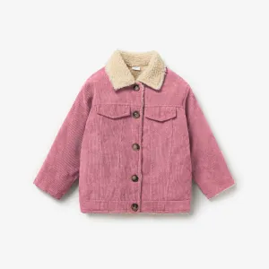 Toddler Girl/Boy Lapel Collar Button Design Fleece Lined Coat #194174