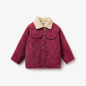 Toddler Girl/Boy Lapel Collar Button Design Fleece Lined Coat #194178