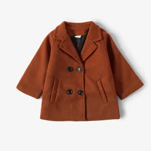 Toddler Girl/Boy Lapel Collar Double Breasted Coat #193302
