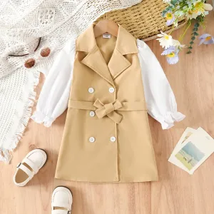 Toddler Girl Color Block Belted Coat #1052993
