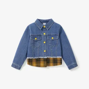 Toddler Girl Fashionable Grid Denim Jacket #1169189