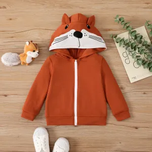 Toddler Girl Fox Pattern Zipper Hooded Jackets #1056823