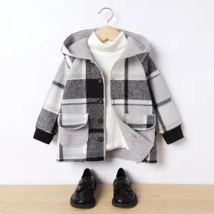 Toddler Boy/Girl Grid Hooded Long Sleeve Coat #1082965