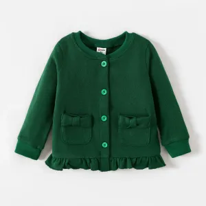 Toddler Girl School Uniform Ruffle Hem Button Up Jacket #1052566