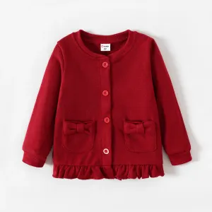 Toddler Girl School Uniform Ruffle Hem Button Up Jacket #1052572