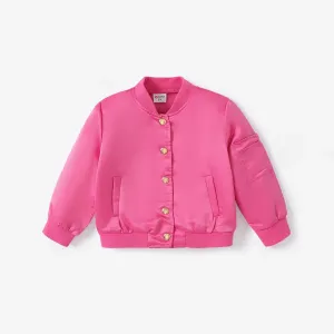Toddler  Girl Solid Color Button Design Avant-garde Jacket #1206414