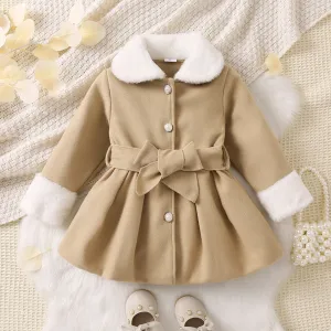 Toddler Girl Sweet Button Design Woolen Coat #1065756