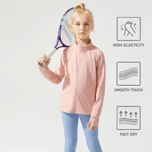 Activewear Kid Girl Stand Collar Pink Jacket #1110758
