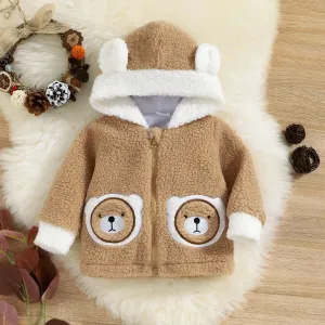 Baby Boy Bear Ears Hooded Long-sleeve Zipper Thermal Fleece Coat #1103569
