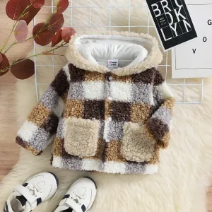 Baby Boy/Girl Plaid Pattern Thermal Fuzzy Hooded Long-sleeve Coat #208447