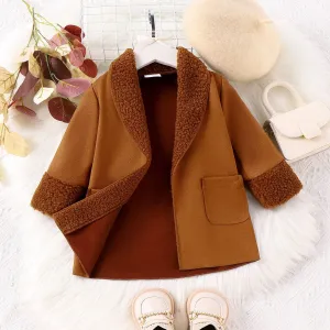 Baby Girl/Boy Solid Lapel Casual Warm Fleece Coat & Jacket #1315927