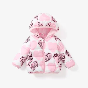 Baby Girls Sweet Heart-shaped Jacket, Medium Thickness, Zipper Design #1192981