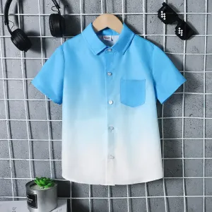 Kid Boy Casual Gradual Change Lapel Short Sleeve Shirt #1332391