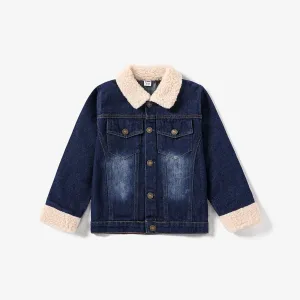 Kid Boy/Girl Fabric Stitching Denim Jacket #1067525