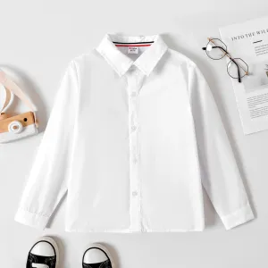 Kid Boy/Girl School Uniform Solid Long-sleeve Shirt #1047661