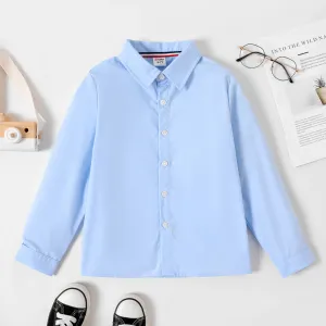 Kid Boy/Girl School Uniform Solid Long-sleeve Shirt #1047666