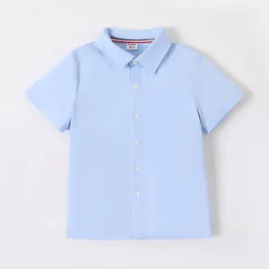 Kid Girl/Boy School Uniform Solid Short-sleeve Shirt #1044661
