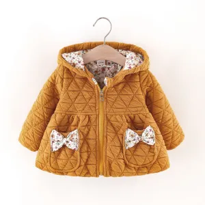 Yellow Diamond Quilted Long-sleeve Baby Full-zip Hoodie Outwear #984248