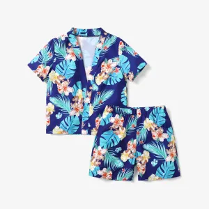 2pcs Kid Boy Tropical Floral Swimsuits Set #1317122