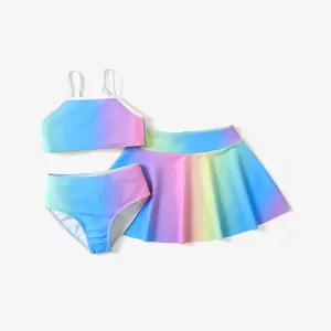 3pcs Kid Girl Tie Dye Swimsuit Set #847871