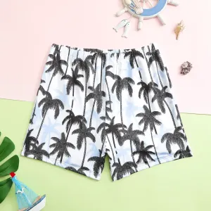 Kid Boy Allover Coconut Tree Print Swim Trunks Shorts #899508
