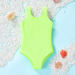 Kid Girl's Solid Color One-Piece Swimwear #1332478