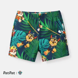 PAW Patrol Sibling Matching Letter Graphic Ruffle Trim One-Piece Swimsuit and Allover Plant Print Swim Trunks #816259
