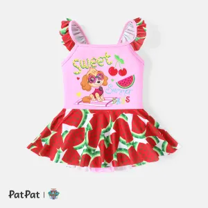 PAW Patrol Toddler Girl Character & Watermelon Print Flutter-sleeve One Piece Swimsuit #1033833