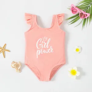 Toddler Girl Letter Print Onepiece Swimsuit #912699