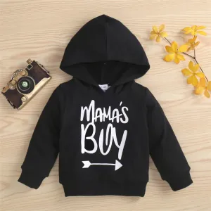 100% Cotton Letter Print Solid Long-sleeve Hooded Baby Sweatshirt #193349