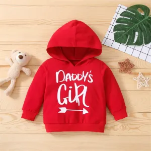 100% Cotton Letter Print Solid Long-sleeve Hooded Baby Sweatshirt #193354