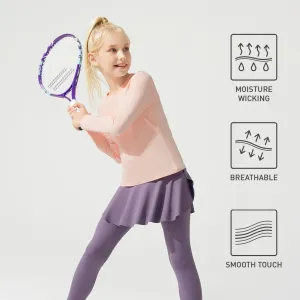 Activewear Kid Girl Solid Color Breathable Long-sleeve Tee #831625