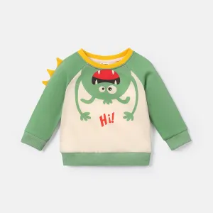 Baby Boy Cotton Animal Print Colorblock Raglan Sleeve Sweatshirt #234384