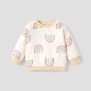 Baby Boy/Girl Allover Rainbow Print Long-sleeve Fuzzy Sweatshirt #212784